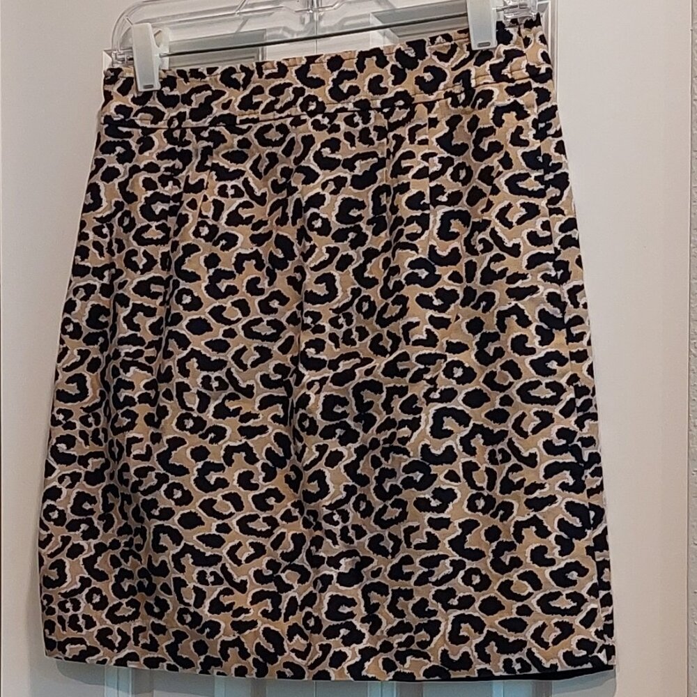Talbots Leopard Print Lined Straight Mini Skirt S… - image 2